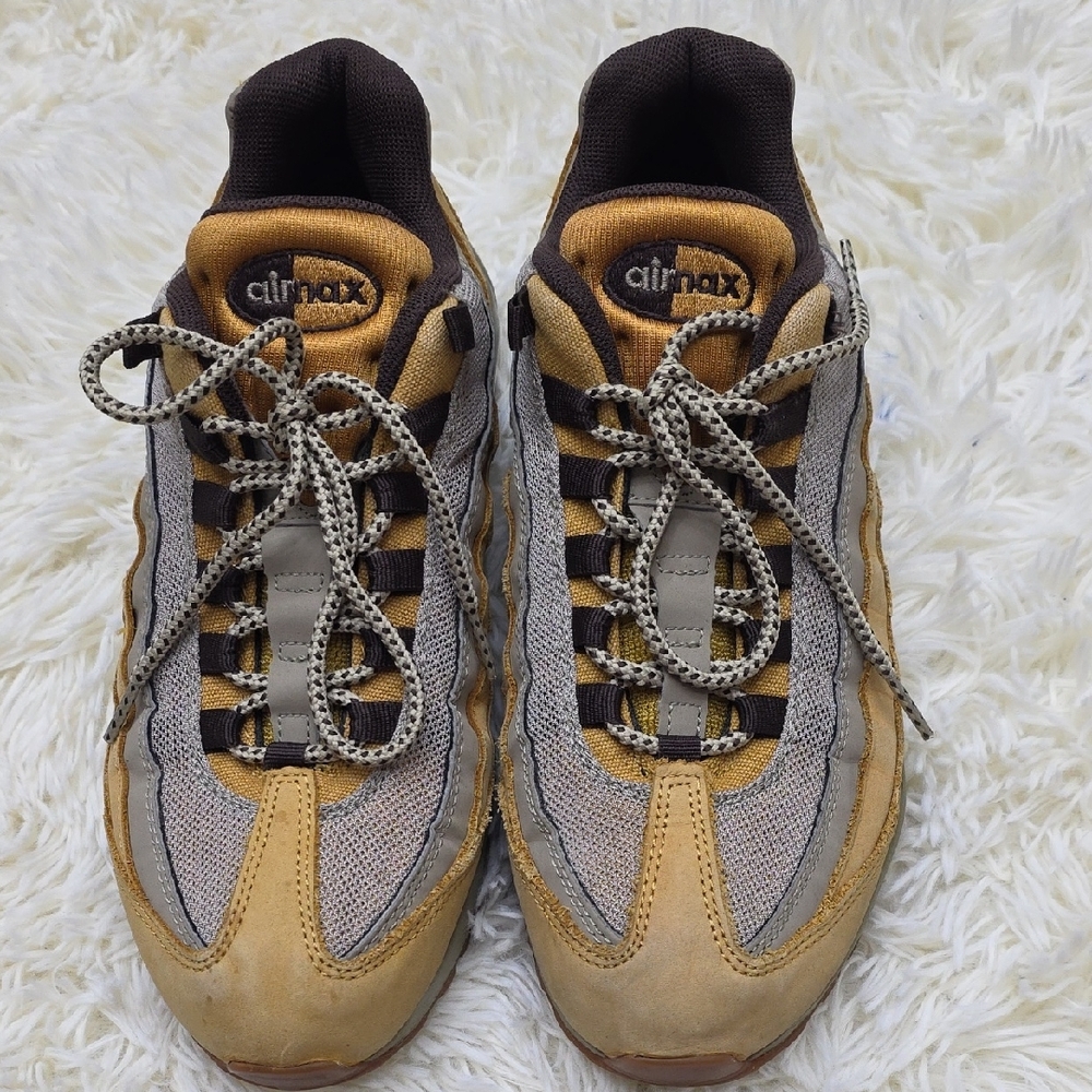 Nike Air Men's Sneakers in Tan and Gray Suede-Mesh - Picture 7 of 8